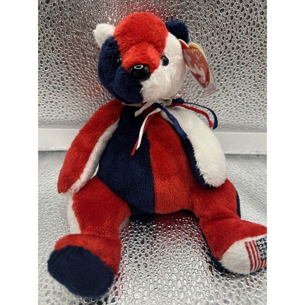 Ty Beanie Baby PATRIOT The Bear - TAG ERRORS May 29, 2000/2001 PE Retired RARE